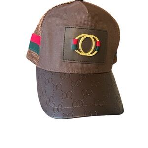 Brown Designer Cap with Gold Accents